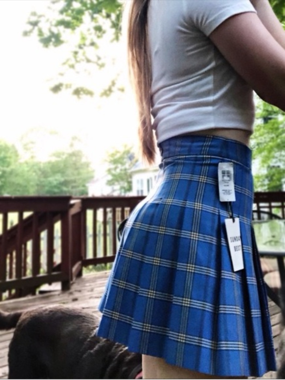 Sunday Best Blue Plaid Pleated Mini Skirt